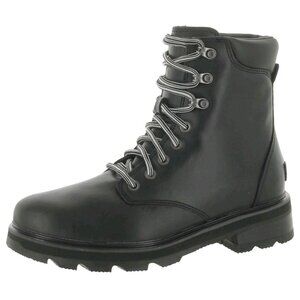 NEW Sorel Lennox Lace STKD Black Waterproof Hiking Boots Combat & Moto Women 6.5
